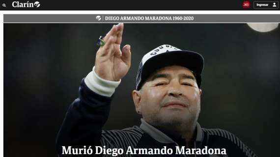 I quotidiani in Argentina piangono El Pibe de Oro: "È morto Diego Armando Maradona"