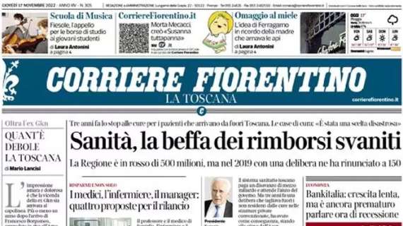 Il Corriere Fiorentino in apertura: “Tifosi viola contro Nico, ma il suo Qatar ora è a rischio”