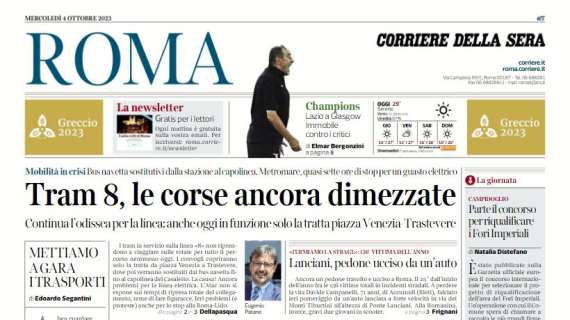 Il Corriere di Roma apre così oggi: "Lazio a Glasgow, Immobile contro i critici"