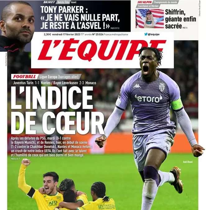 L’Equipe apre sui pari di Nantes e Monaco dopo i ko di PSG e Rennes: “L’indice del cuore”