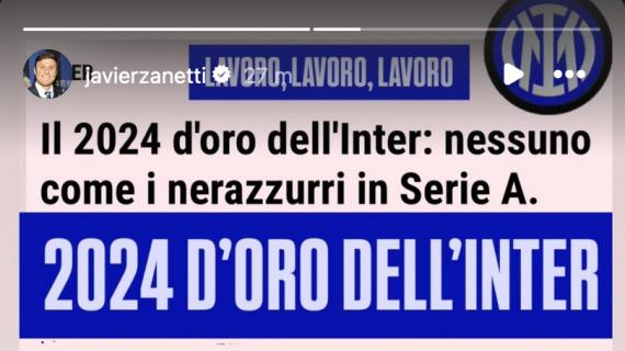 Zanetti esalta la sua Inter: "2024 d'oro. Lavoro, lavoro, lavoro, grazie ragazzi"