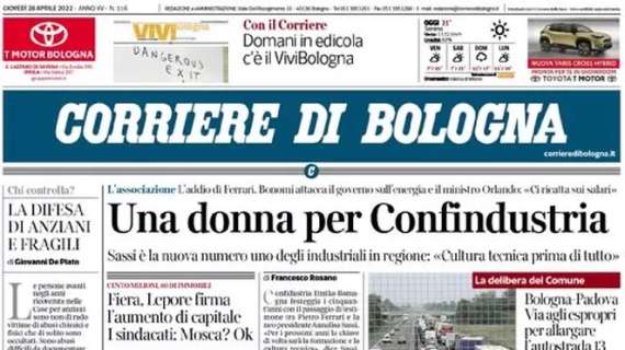 Il Corriere di Bologna in apertura questa mattina: “Favola Bologna, l’Inter si schianta”