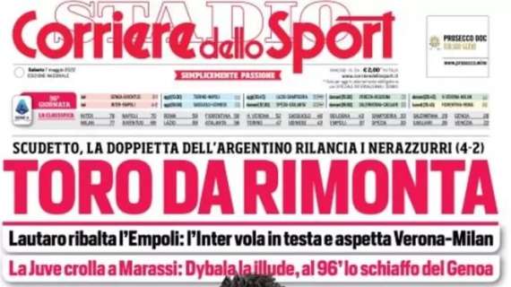 L'apertura del Corriere dello Sport sull'Inter e Lautaro: "Toro da rimonta"