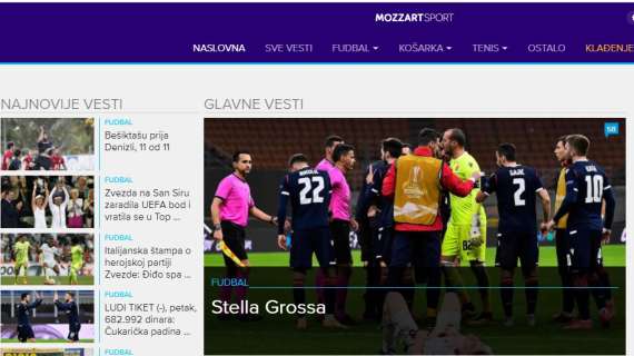 La stampa serba applaude l'impresa sfiorata a San Siro e titola in italiano: "Stella Grossa"