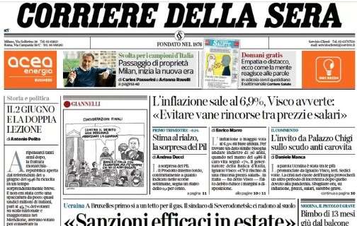 Corriere della Sera: "Passaggio di proprietà. Milan, inizia la nuova era"
