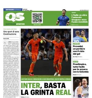 La prima pagina del QS sui nerazzurri in Champions: "Inter, basta la grinta Real"