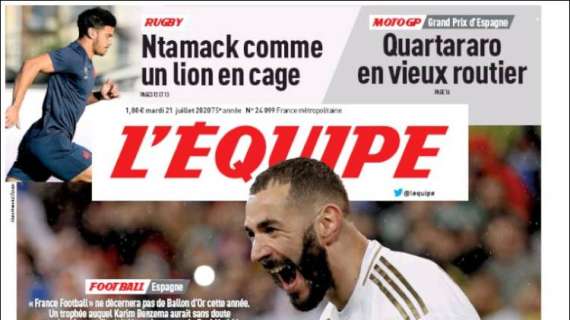 Le aperture in Francia - Niente Pallone d'Oro e l'Equipe titola: "Viva Benzema"
