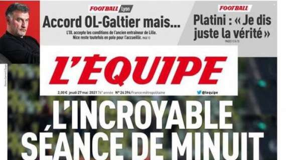 L'apertura de L'Equipe: "Accordo Lione-Galtier ma il Nizza resta in pole"