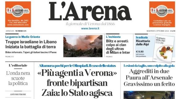 Blitz e arresti, L'Arena in prima pagina: "Colpo ai clan degli ultras di Milan e Inter"