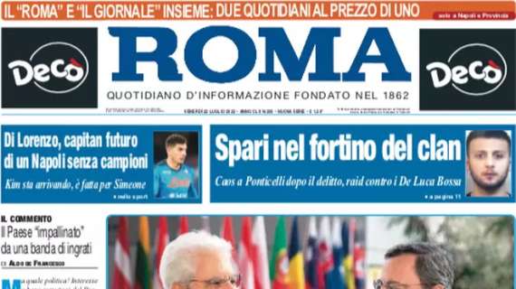 Il Roma in apertura: "Di Lorenzo, capitan futuro di un Napoli senza campioni"