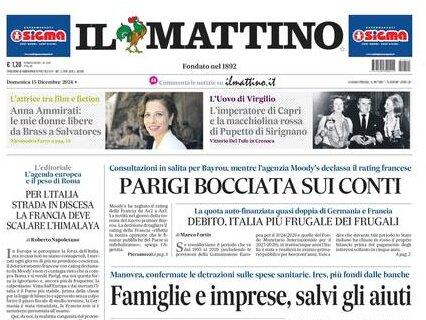 Il Mattino titola sul successo per 1-3 del Napoli in trasferta a Udine: "Bentornati"