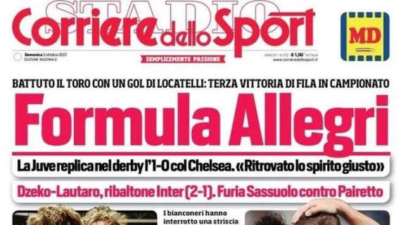 L'apertura del Corriere dello Sport sul derby vinto dalla Juventus: "Formula Allegri"