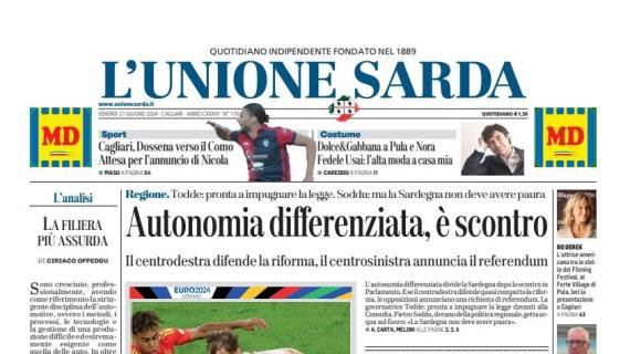 L'Unione Sarda titola così sulla sconfitta azzurra con la Spagna: "Piccola Italia"