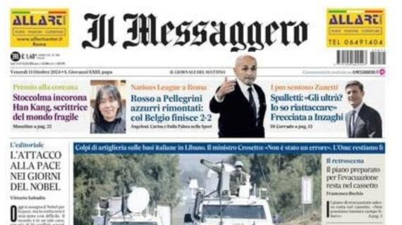 Il Messaggero sull’Italia: “Rosso a Pellegrini e Azzurri rimontati: col Belgio finisce 2-2” 