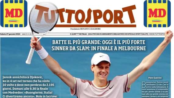 Tuttosport in prima pagina: "Allegri: 'Noi Sinner, loro Djokovic. Mi fermo, sono permalosi"