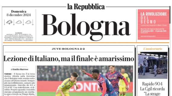 La Repubblica (ed. Bologna) apre: "Lezione di Italiano ma il finale è amarissimo"