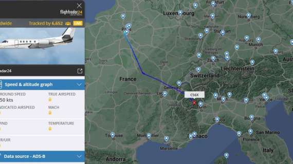 Attesa pazzesca per Di Maria: oltre 6mila persone seguono live un Cessna in volo Parigi-Torino