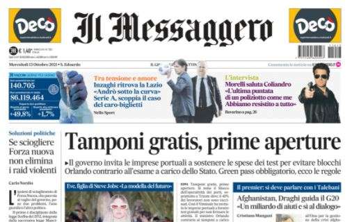 Il Messaggero in prima pagina: "Inzaghi ritrova la Lazio: 'Andrò sotto la curva'"