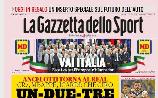 L'apertura odierna de La Gazzetta dello Sport: "Un-due-tre stelle!"