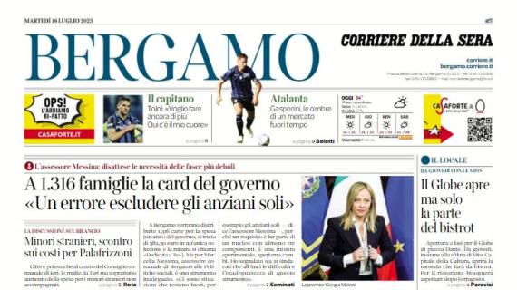 Il Corriere di Bergamo apre sull'Atalanta: "Gasperini, le ombre di un mercato fuori tempo"