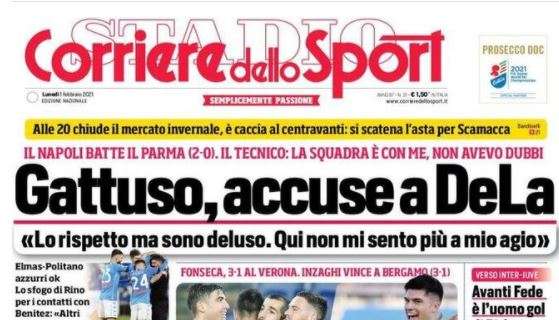 L'apertura del Corriere dello Sport: "Gattuso, accuse a DeLa"