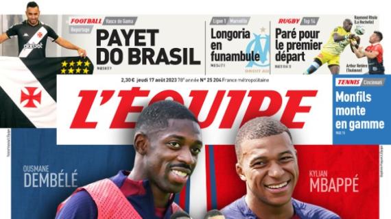 Dembelé al PSG ritrova Mbappé. L'Equipe in apertura: "Due amici a Parigi"