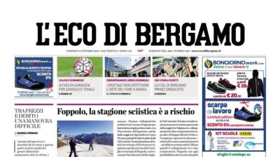 L'Eco di Bergamo apre così stamani: "Avvisi di garanzia per Zaniolo e Tonali"