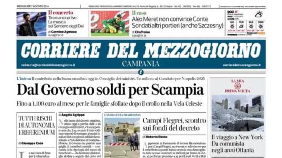 L'apertura del Corriere del Mezzogiorno: "Meret non convince Conte. Sondato Szczesny"