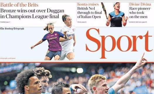 City vince la FA Cup, The Sunday Telegraph: "Tripletta completa"