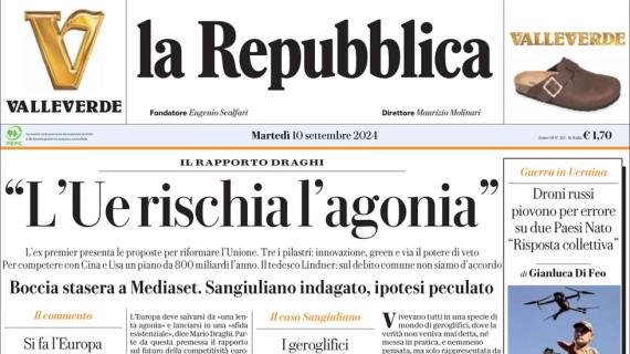 La Repubblica: "La Nazionale ha riacceso la luce ma con Israele è vergogna ultrà"