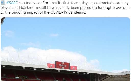 Emergenza Coronavirus. Annuncio del Sunderland: giocatori e staff in cassa integrazione