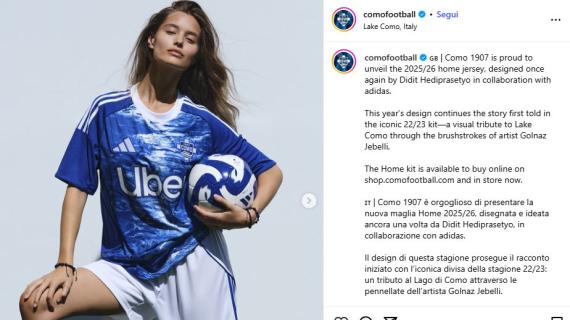 Como, presentata la nuova maglia 2025-26: ancora presente il richiamo al Lago