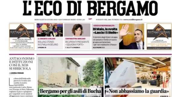 L'Eco di Bergamo apre col mercato: "L'Atalanta lascia la pista Tavares. Cambiaso a un passo"