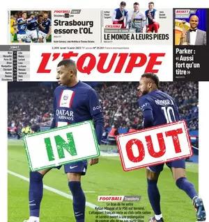 L'Equipe titola oggi in prima pagina sul futuro al PSG di Mbappé: "In o out"