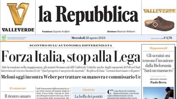 La Repubblica: "Di Motta e di governo: così è tornata la Juve. E arriva Koopmeiners"