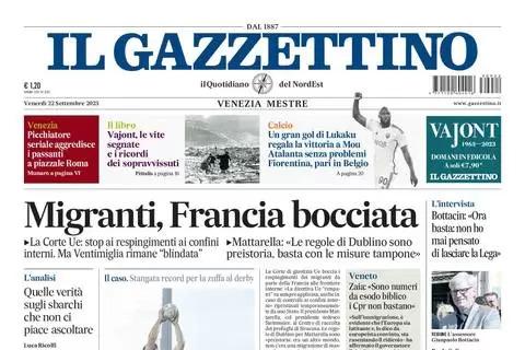 Il Gazzettino sulla Roma: "Gran gol di Lukaku e Sheriff ko. Vittoria regalata a Mou"