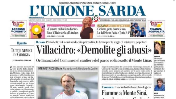 L’Unione Sarda apre con le parole di Davide Nicola: “Sardegna nel mio destino”