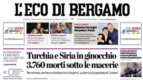 L'Eco di Bergamo in prima pagina: "Accelera, Atalanta. La 2ª manche porta l'Europa"