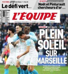 L'Equipe in prima pagina: "Pieno sole su Marsiglia"