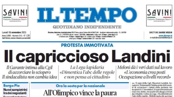 Il Tempo sul derby: "All'Olimpico vince la paura. Lazio-Roma finisce a reti inviolate"