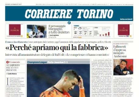 L'apertura del Corriere di Torino: "Brutta Juve, ma c'è ancora speranza"