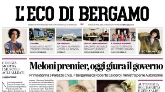 L'Eco di Bergamo in prima: "De Roon fra i grandi: eguaglia Stromberg con 273 presenze"