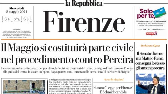 L'apertura di Repubblica (ed. Firenze) sui viola: "Fiorentina, operazione finale"