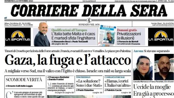 Corriere della Sera in taglio alto: "L'Italia batte Malta e il caos, martedì sfida l'Inghilterra"