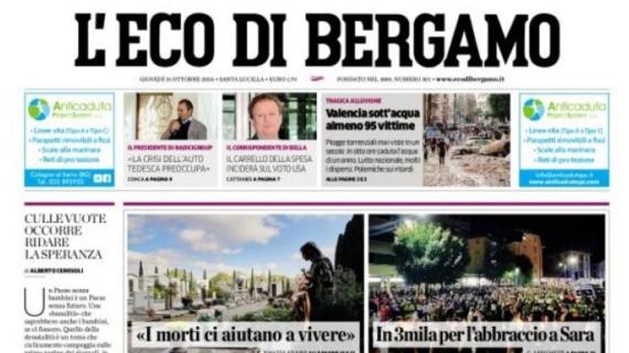 L'Eco di Bergamo: "L'Atalanta batte anche il Monza e sale al terzo posto"