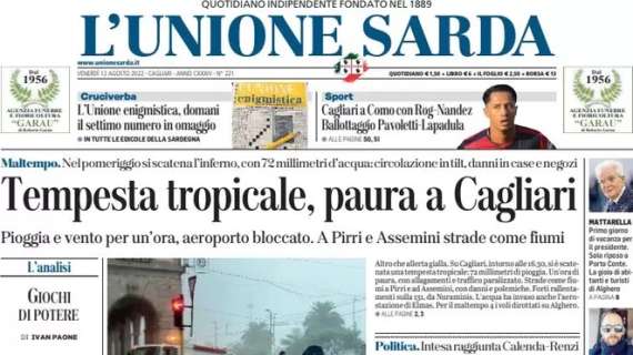 L’Unione Sarda titola: “Cagliari a Como con Rog-Nandez, ballottaggio Pavoletti-Lapadula”