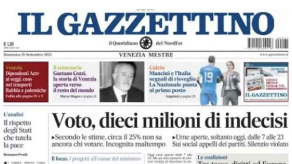 Il Gazzettino: "Mancini e l'Italia, segnali di risveglio. La nazionale punta al primo posto"