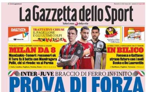 L'apertura de La Gazzetta dello Sport su Inter-Juventus: "Prova di forza"