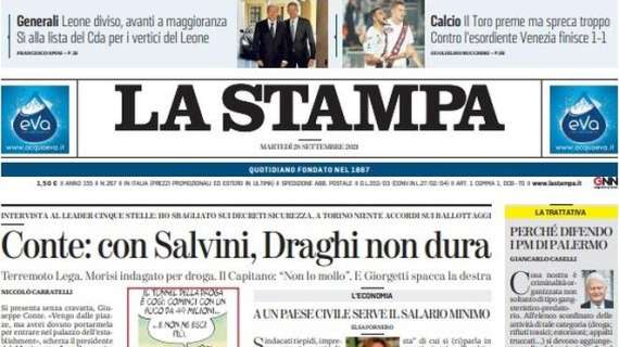 La Stampa: "Il Toro preme ma spreca troppo. Contro l'esordiente Venezia finisce 1-1"