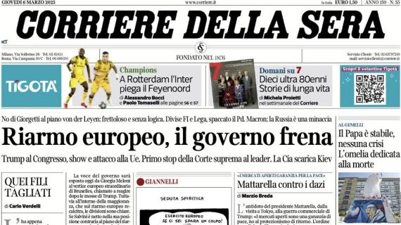 Champions, Inzaghi vede i quarti. Il Corriere della Sera: "L'Inter piega il Feyenoord"